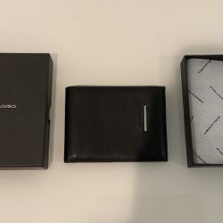 Piquadro REAL FULL GRAIN LETHER Black Wallet Accessories ORIGINAL!!! BRAND NEW!!! PERFECT CONDITIONS!!! Made In ITALY!!!