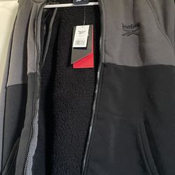 Reebok Outerwear Jacket Men’s Hooded Charcoal Grey Zipup Soft