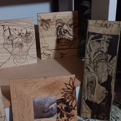 Pyrography Art Hand-burned wood plaques!(12×8)