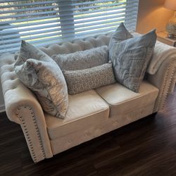 Soft Beige Loveseat + Sofa Set