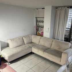 White Suede Sectional Couch