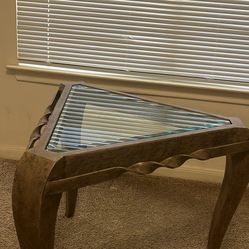 Glass-Iron corner table