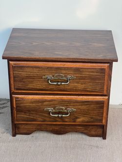 oak wood 2 drawers nightstand