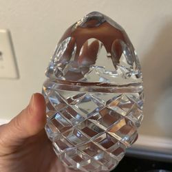 Clear Crystal glass Paperweight Oval Egg Shaped 4.5”x 3”