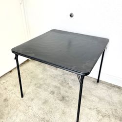 Folding Card Table 33 x 33 Portable Square Black Steel - Vinyl Upholstery