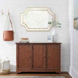 Home Decorators Collection Bradstone 3 Door Walnut Brown Wood Storage Console