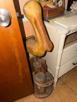 Hand-Carved Wooden Bird Sculpture