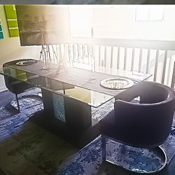 Modern Glass Dining Table and 6 chairs