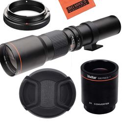 High-Power 500mm/1000mm f/8 Manual Telephoto Lens for Canon