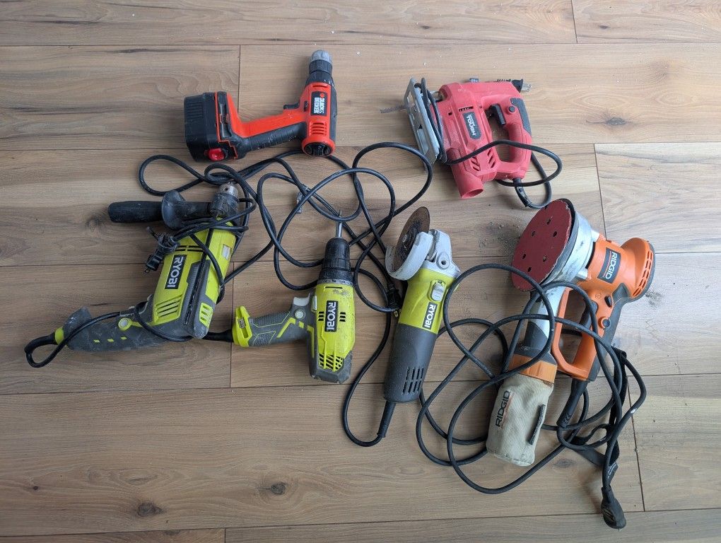 Corded Power Tools 2x Drills, Sander, Jig Saw, Angle Grinder, Cordless Drill