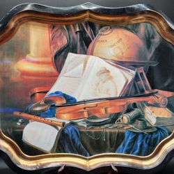 Serving Tray Image of Still Life of Musical Instruments by Pieter de Ring (1615) Vintage