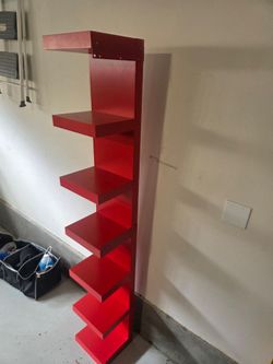 Red Wall Bookshelf Unit