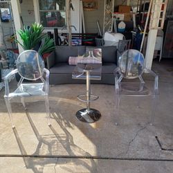 Nice Used Three Clear Plastic chairs.