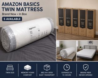 Brand New Amazon Basics Twin Memory Foam Mattres.