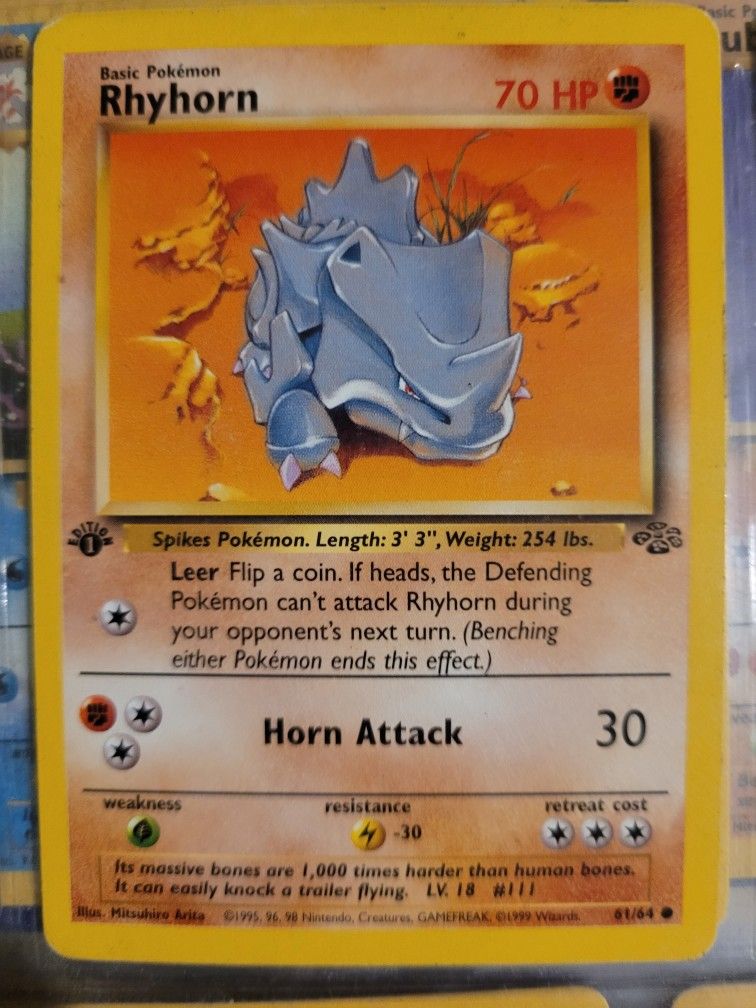 1st Edition Rhyhorn VG Condition