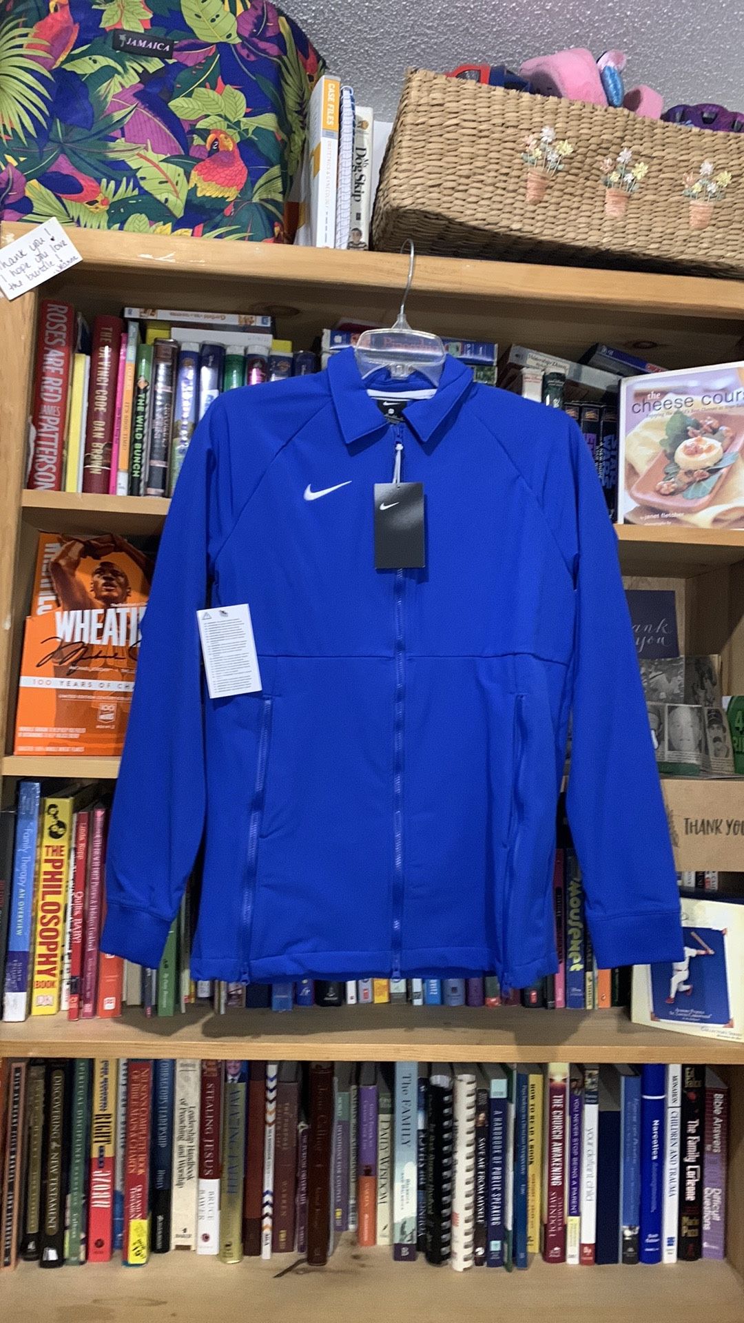 NIKE-women’s royal blue ‘SWOOSH’ full-zip long sleeve football jacket