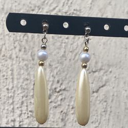 Pearl Earrings Drop Dangle Pierced 