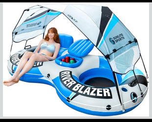 NEW 2-Person River Tube with Built-in Cooler and Detachable Canopy