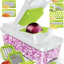 Vegetable Chopper with Container, (12 in 1, White)
