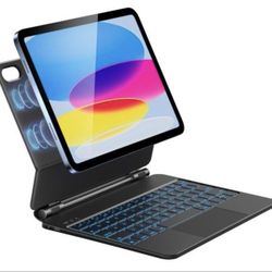 Keyboard Case for iPad 10th Generation, Organic-Silicon PU, Magic Magnetic Stand Keyboard for iPad 10 with Multi-Touch Trackpad, Floating Design