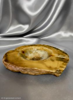 Mid Century Yellow Alabaster Ashtray by Romano Bianchi From 70s Italy 6"