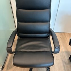 Lorel® SOHO Ergonomic Bonded Leather High-Back Chair, Modern Stitch, Black