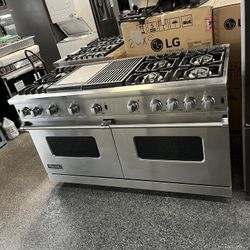 Stainless Steel Viking Professional 60 Inch Range Stove All Gas Griddle Grill 