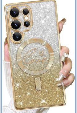 Fiyart Gold Glitter Phone Case For Samsung S24 Ultra 6.8” 