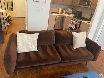 85 inch velvet couch - plush pacific brown (from Article)