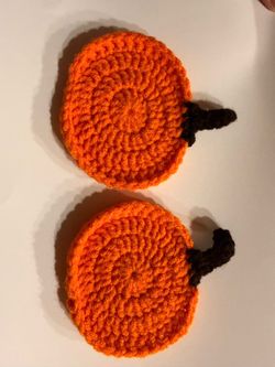 Handmade Crochet Pumpkin Coasters