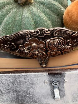 Ornate Floral Repousse Silver-Tone Drawer Pull