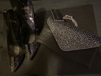 Clear Bling Heels And Matching Handbag