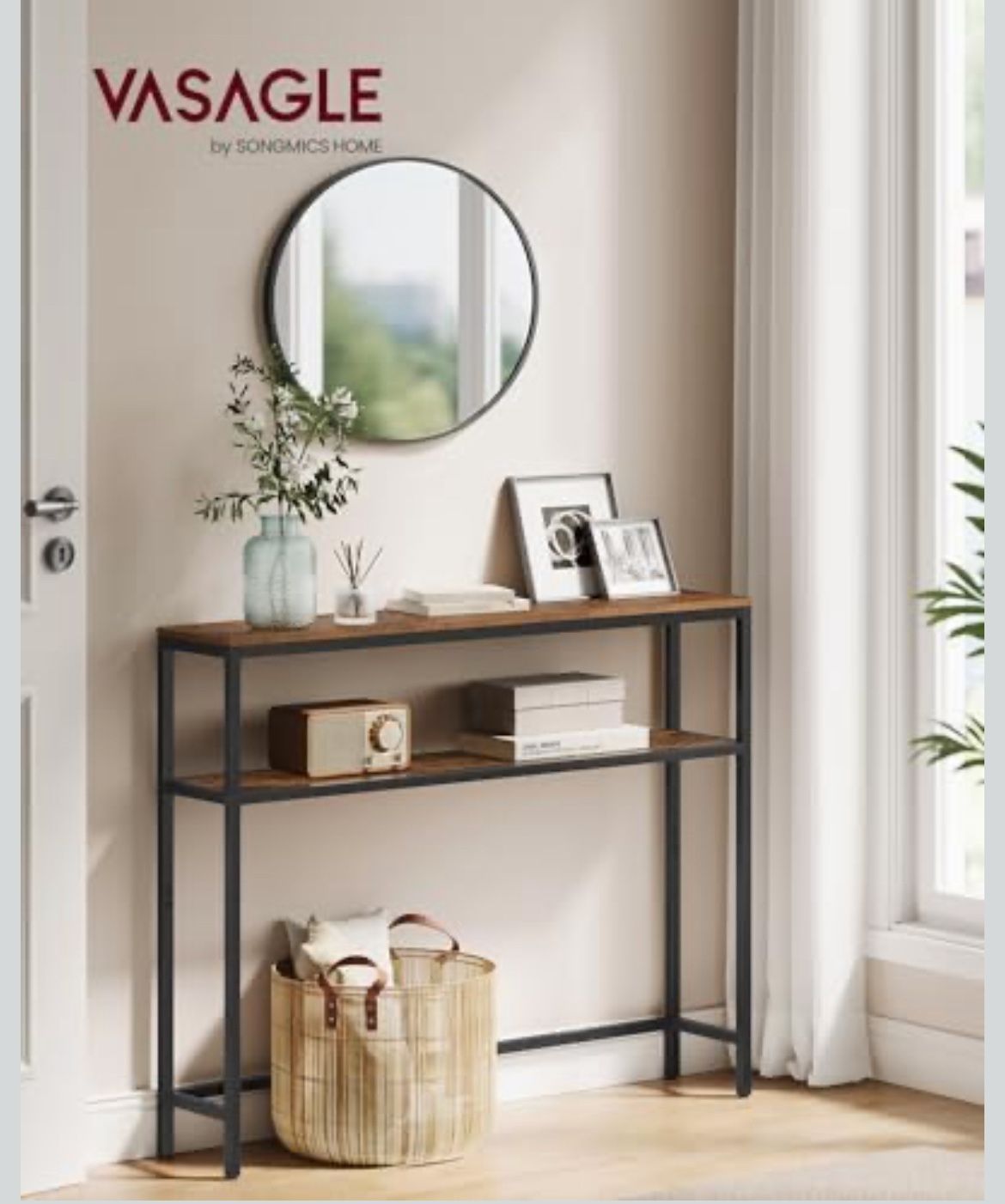 VASAGLE 2 Tier Hallway Console Table - Brown