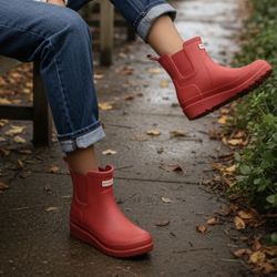 NEW Hunter Original Red Chelsea Waterproof Rain Boots Women’s Size 8  NWT