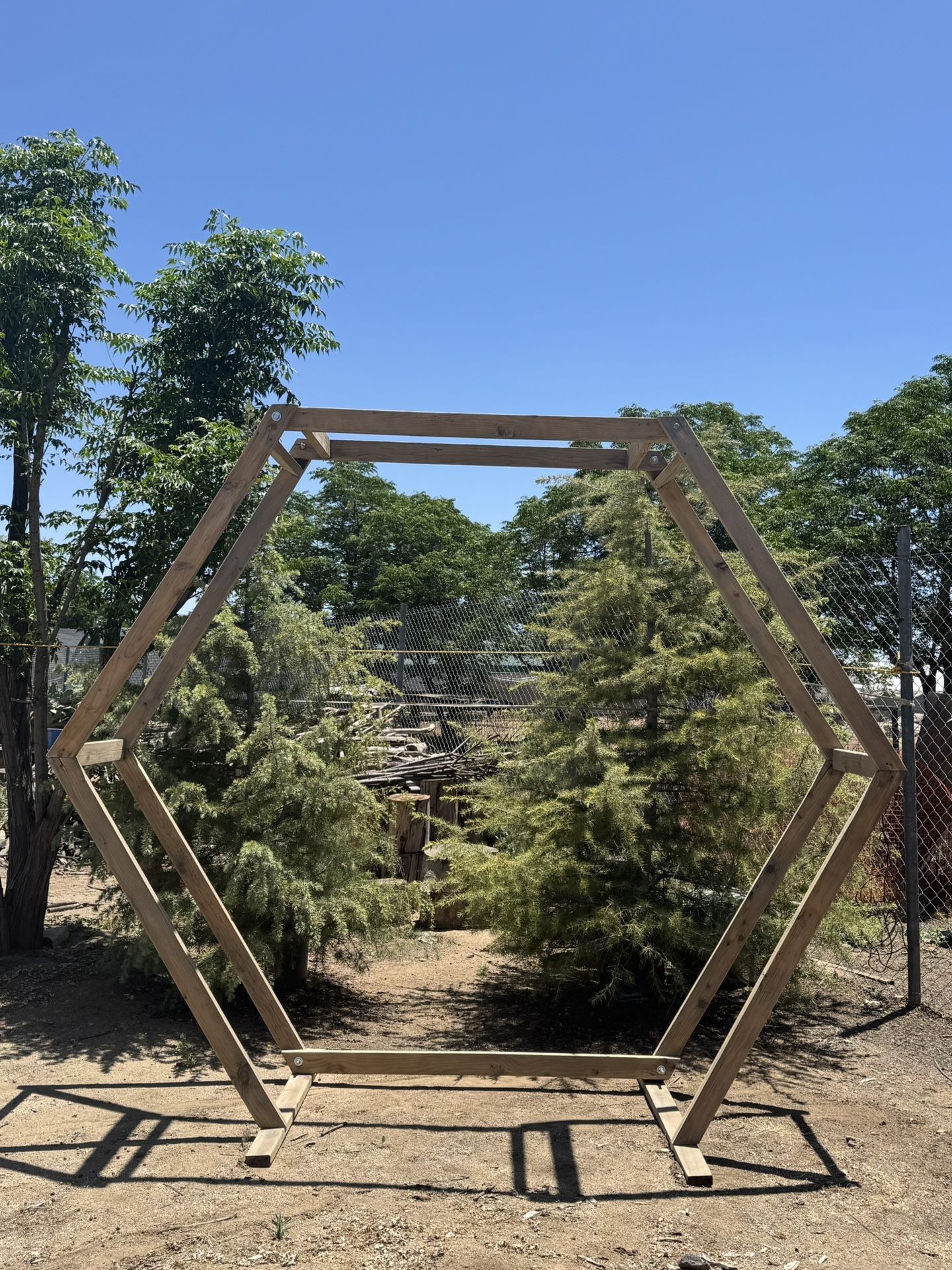Wooden Double Layer Hexagonal Garden Arbor / Wedding Arch