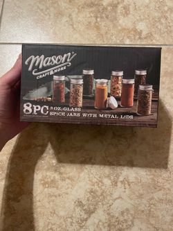 Mason Crafts and More 8pc 3 OZ. Glass Spice Jars With Metal Lids