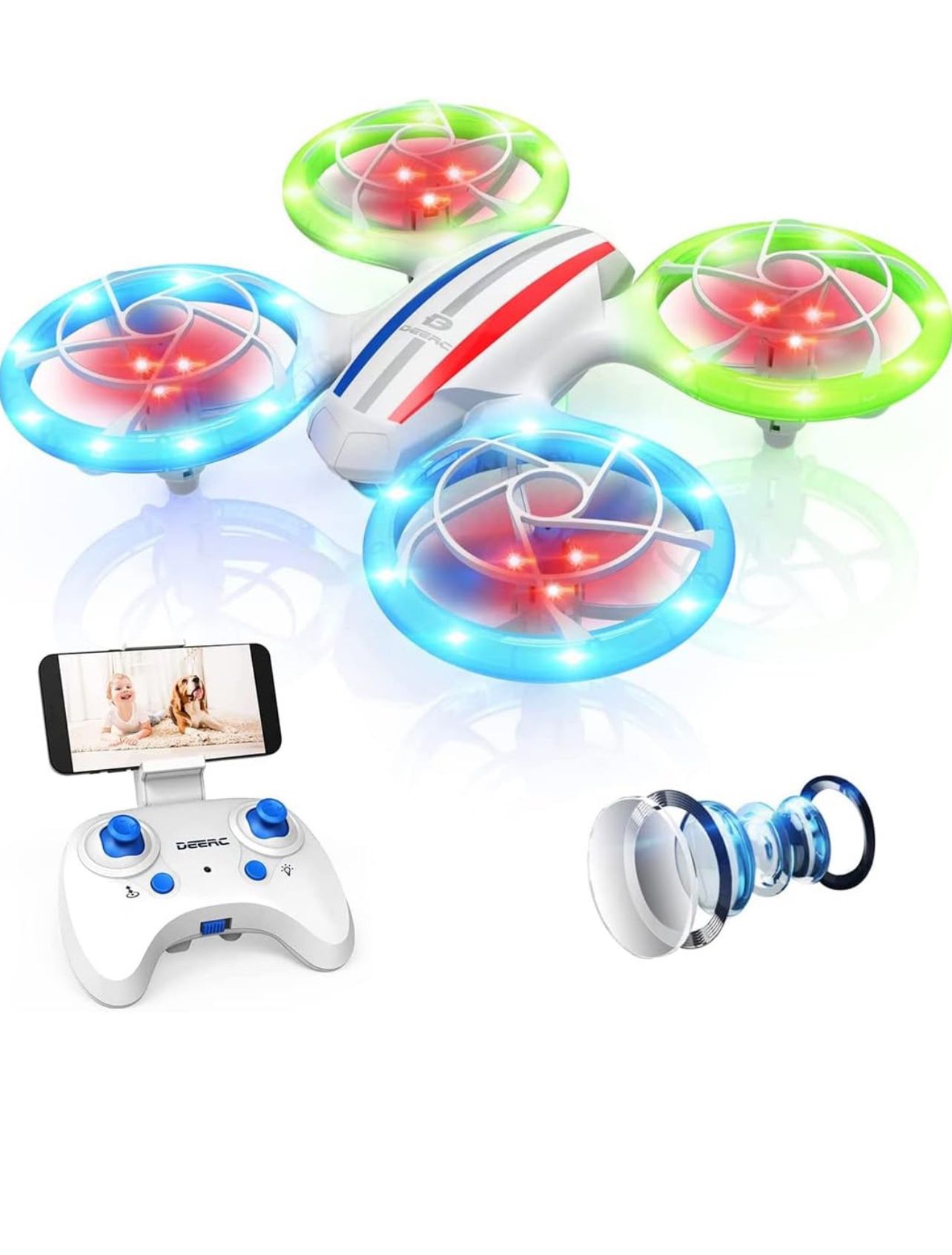 Brandnew  Drones for Kids Beginners, LED RC Mini Drone with Altitude Hold, Headless Mode, Quadcopter with 720P HD FPV WiFi Camera, Propeller Full Prot
