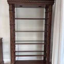 Wood shelf with lights
