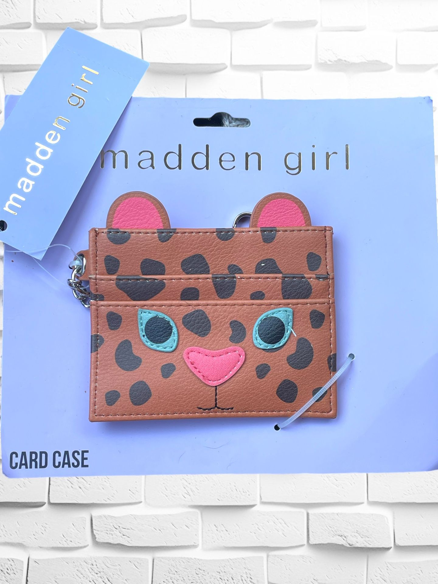 Madden Girl Brown Leopard Card Case • Silver Hardware • Five Card Slots NWT