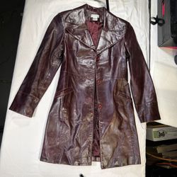 Woman’s Genuine Leather Coat Jacket Bebe Medium Size Purple Maroon Red Woman’s Clothing
