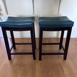 Turquoise Wooden Bar Stools