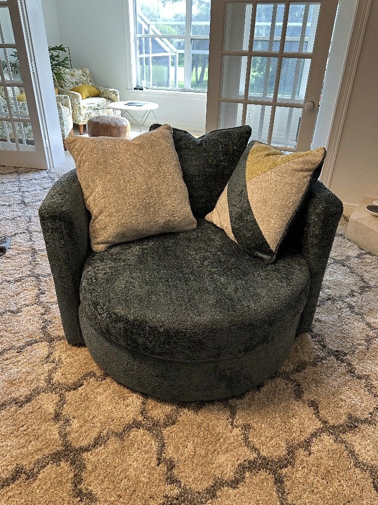 Swivel Chair Pair Teal 48" Diameter 30" Height