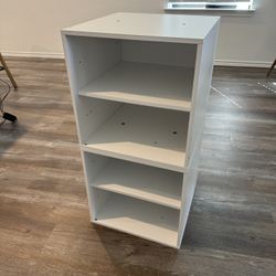 White Storage Shelf – Can Be Used as 1 Tall Unit or 2 Separate Pieces