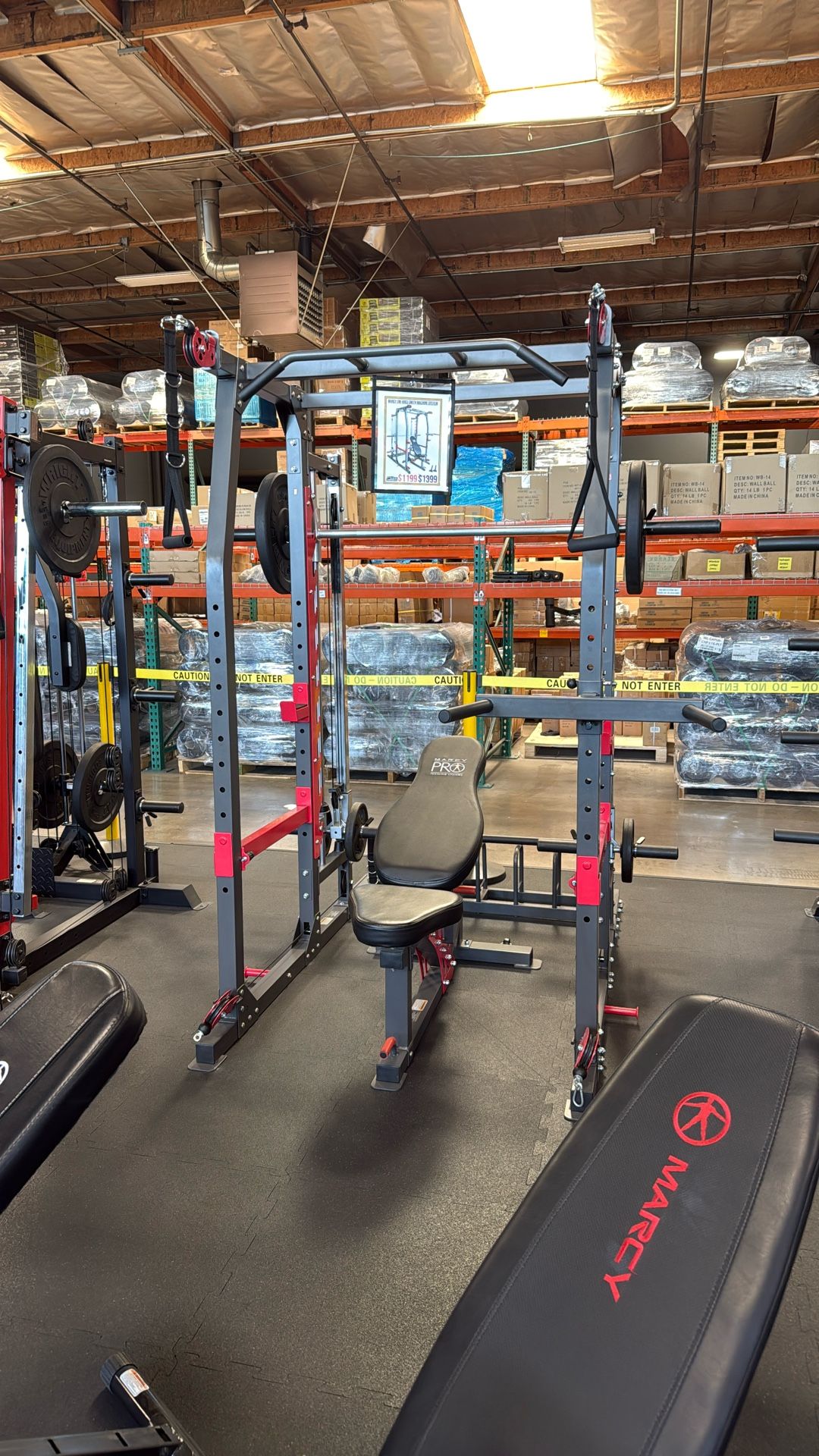 MARCY SM-4903Home Gym Smith Machine Squat Rack Power Cage with Olympic Bench