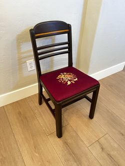 Antique Restored Bekins Side Chair- Chippendale Style Ladder Back Embroidered Seat Side Chair With Optional Locking Skandia Secretary Desk