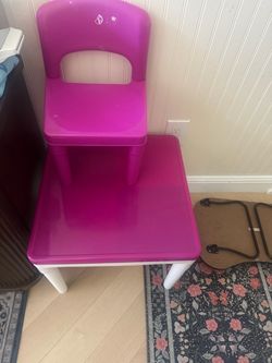 Kids Pink Plastic Table and Chair Set