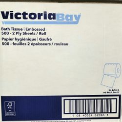 Victoria Bay Bath Tissue – 96 Rolls (500 Sheets Each) – BRAND NEW