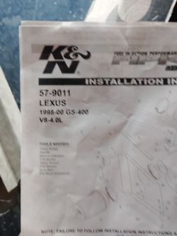 K&N fuel injection performance kit generation 2 57-9011