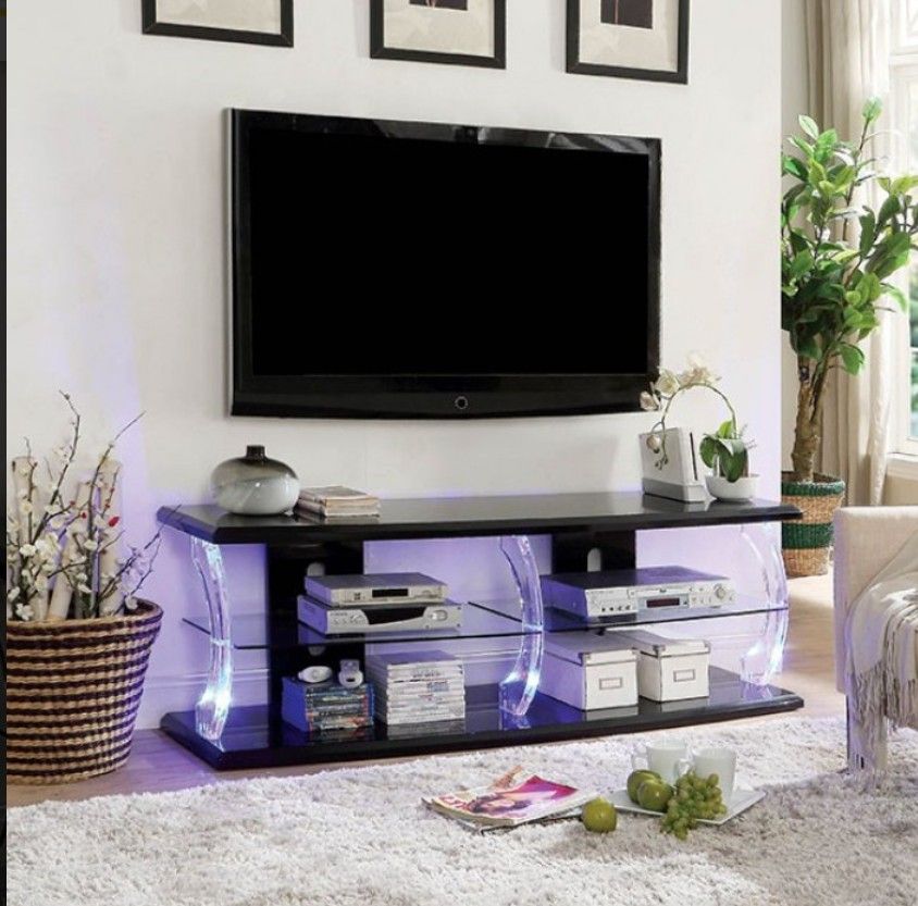 Brand New Black 72\'inch TV Stand w LED Lights 