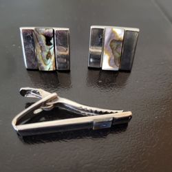 Cufflinks and Tie Clasp Set